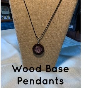 NWT Handmade Wood Pendants w/ 4 Different Cabochons!